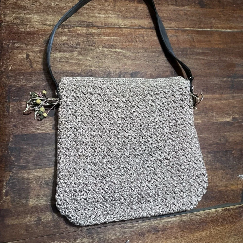 The Sak Crochet Hobo Bag Tote Pink With‎ Beads Bohemian